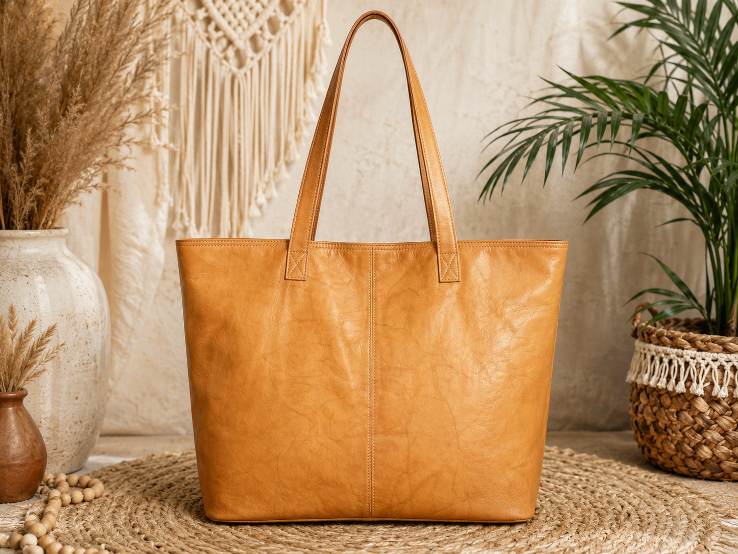 Midnight  Leather Tote Bag – Large Everyday Shoulder Tote