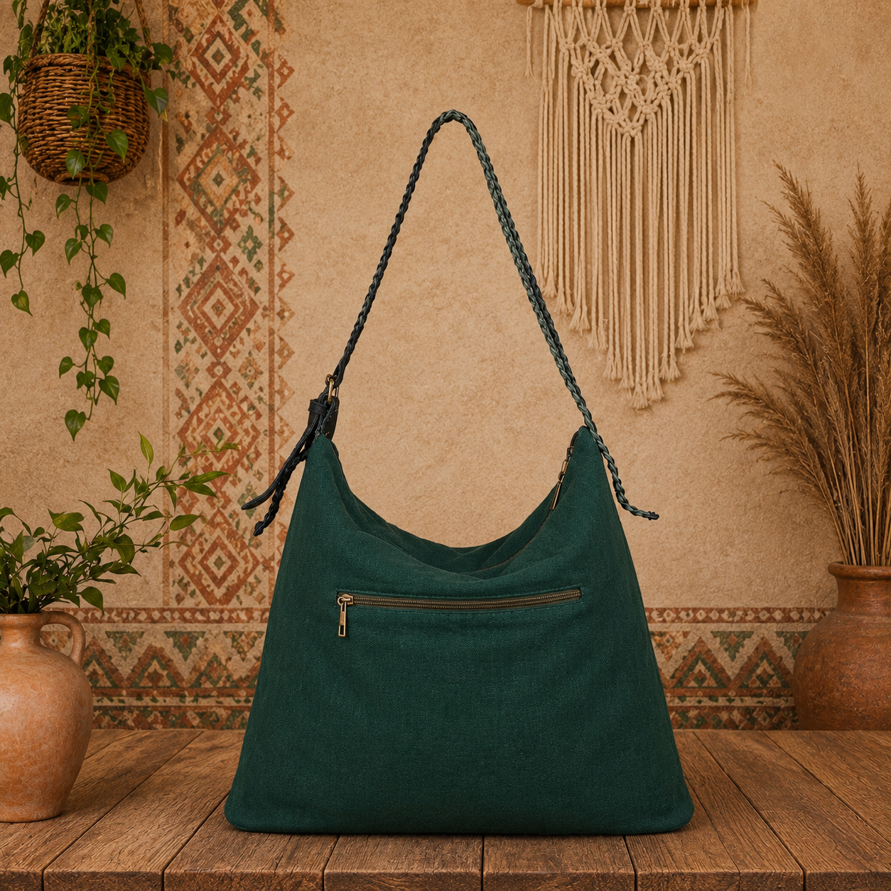 Large Linen Tote Shoulder Bag
