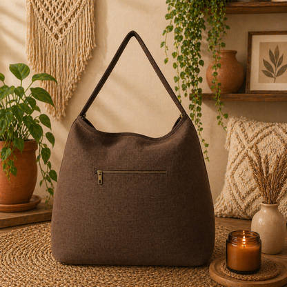 Large Hobo Bag with Suede Leather Strap