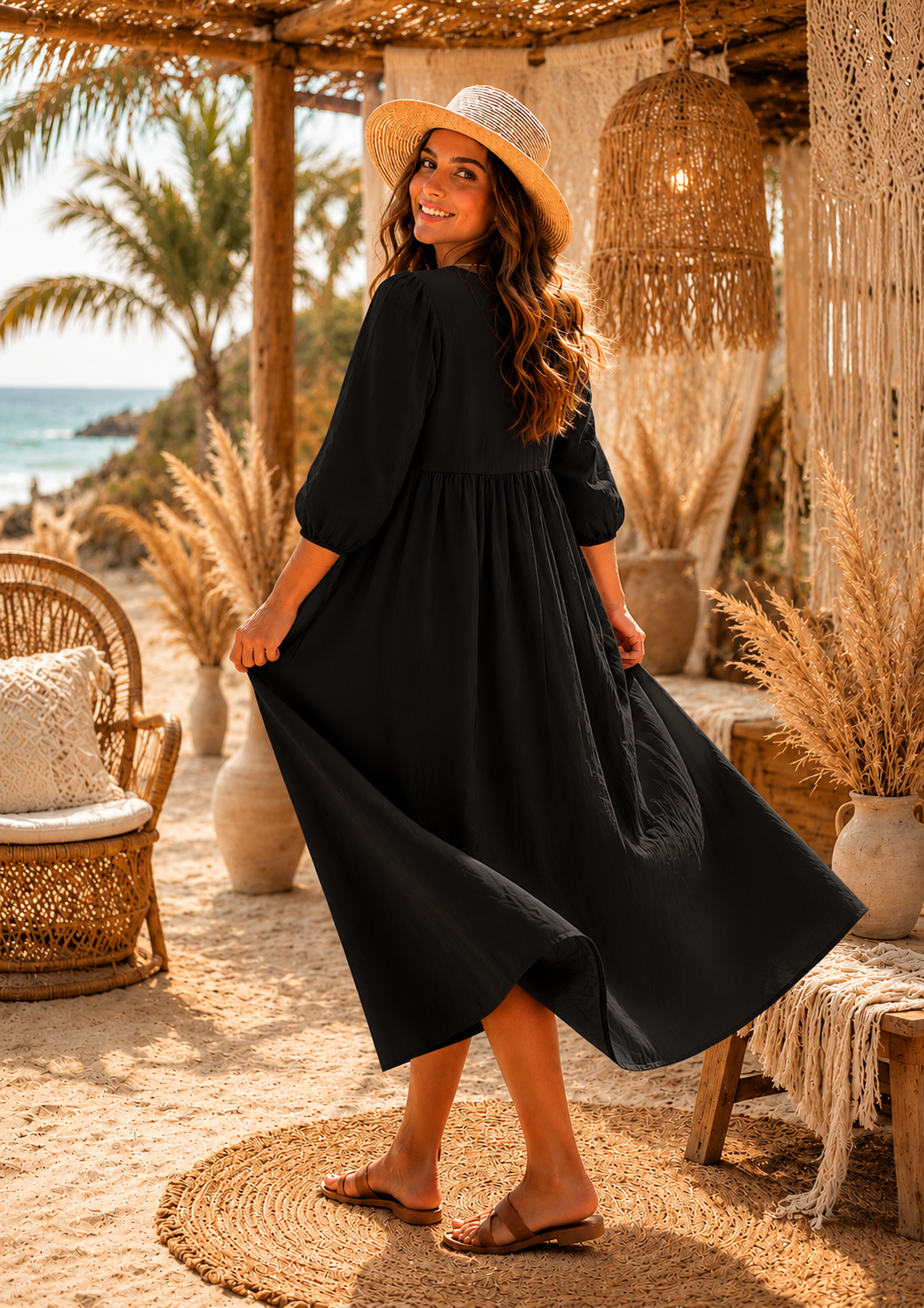Linen Coastal Breeze Maxi Dress