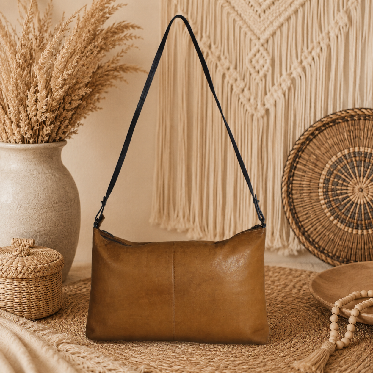Women’s Tan Leather Crossbody Bag
