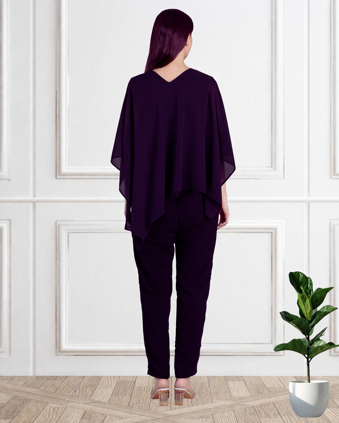 Designer Asymmetric Sequins Embellished Top with Matching Pants