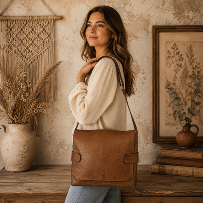 Leather Messenger Handbag