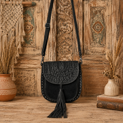 Leather Crossbody Bag With Fringes