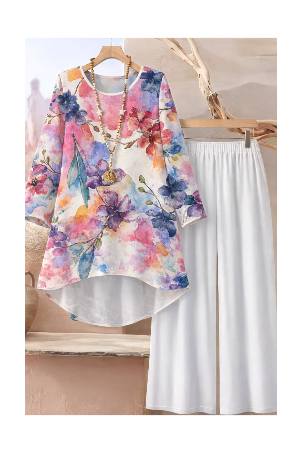🌸 Stylish Spandex Floral Top & Pant Set