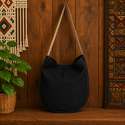 Large Linen Hobo Shoulder Bag