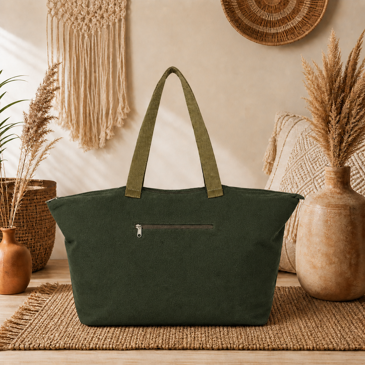 Large Linen Shoulder Tote Bag