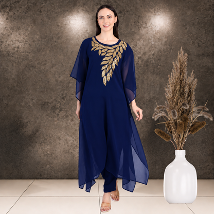 Women's Sequin Motif Embellished Georgette Kaftan Set