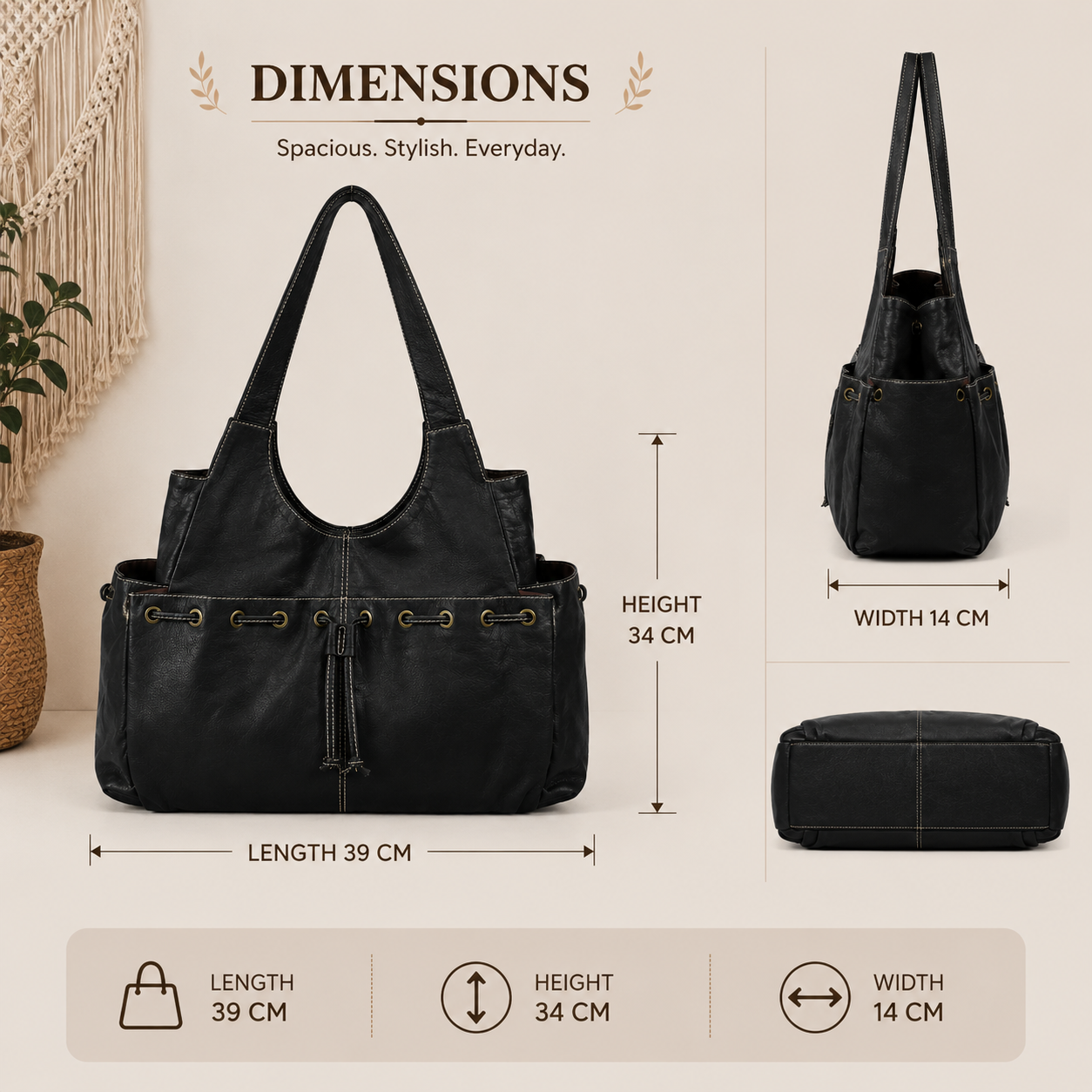 Black Leather Shoulder Bag