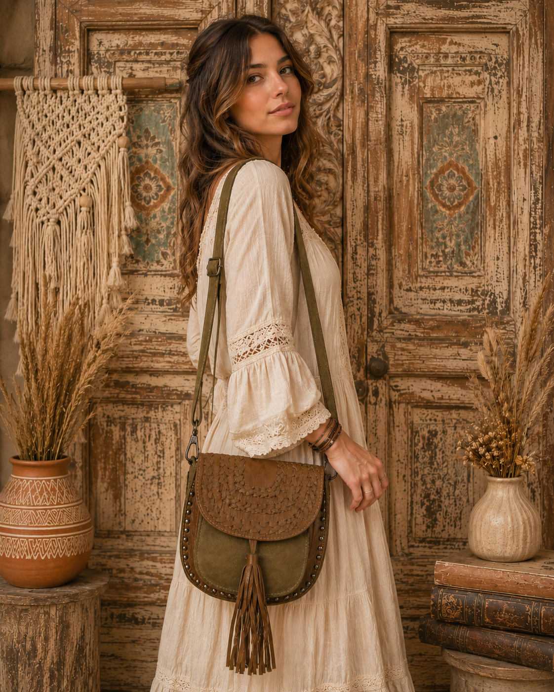 Leather Crossbody Bag With Fringes