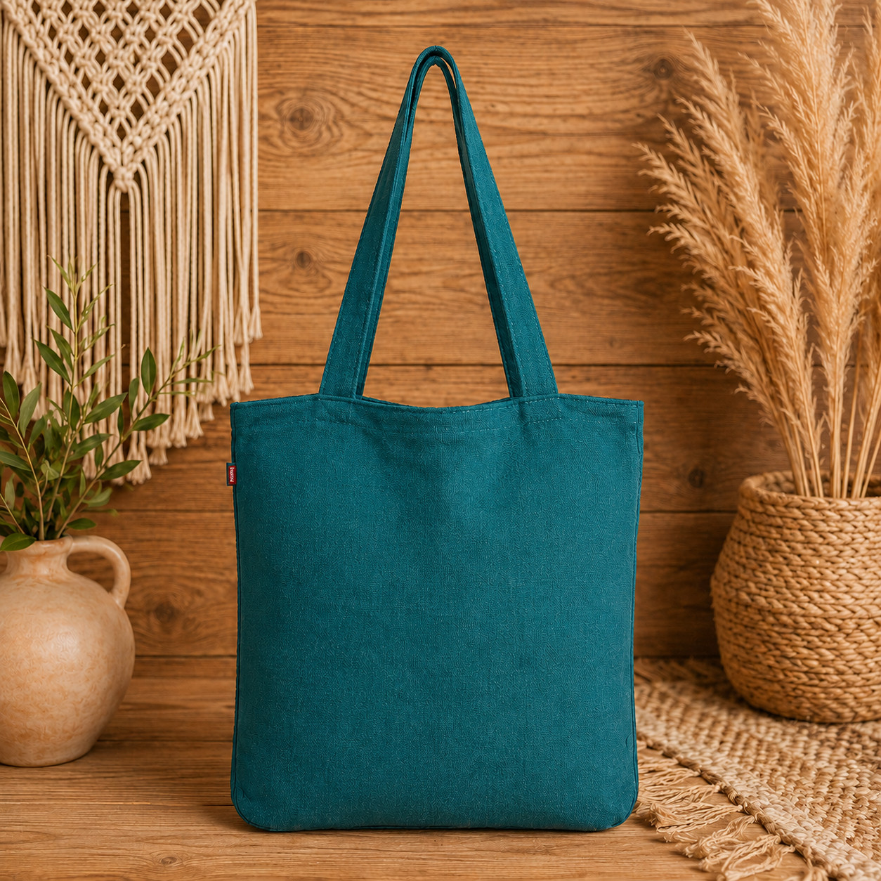 Large Linen Shoulder Tote Bag with Bow