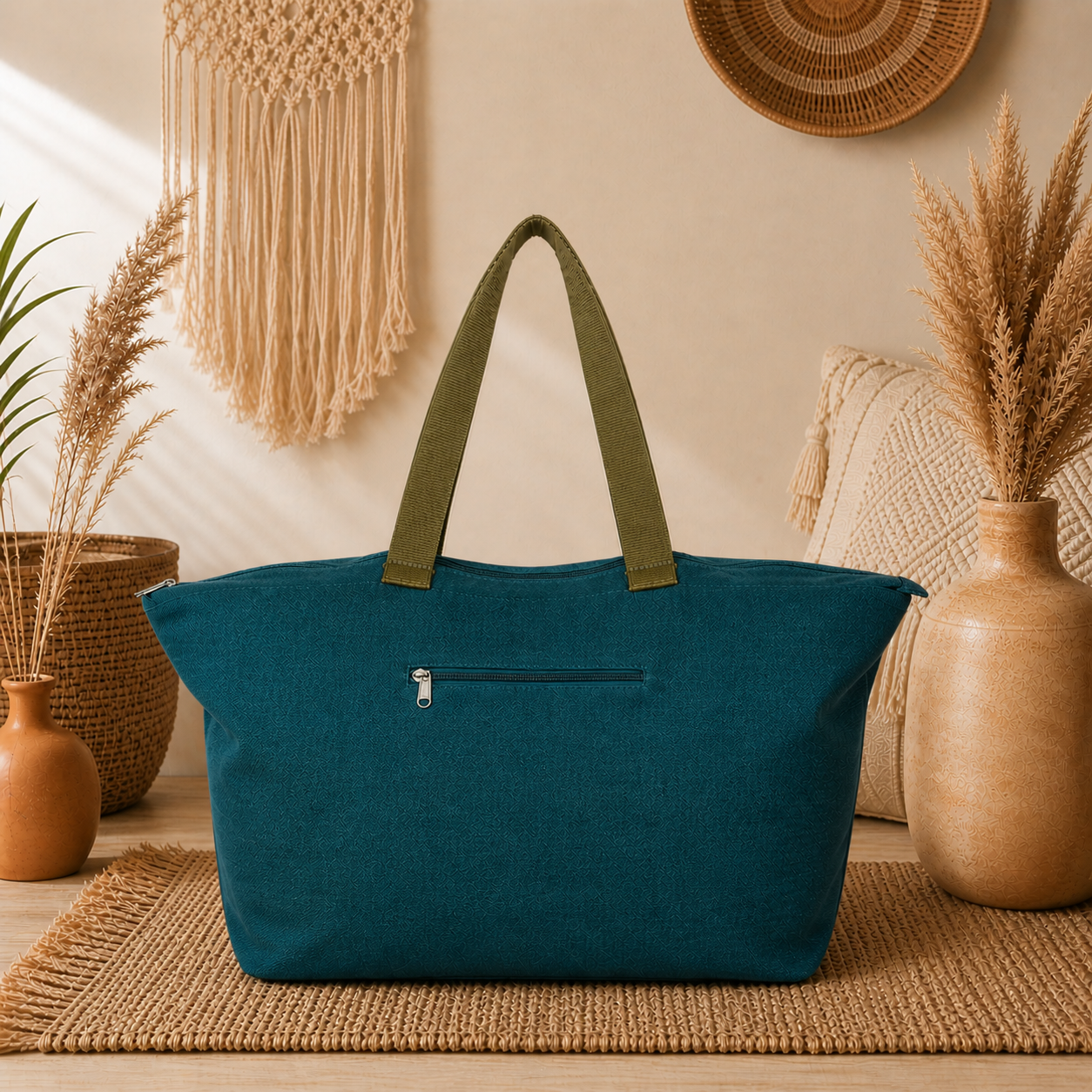 Large Linen Shoulder Tote Bag