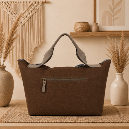 Large Linen Shoulder Tote Bag