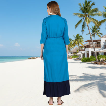 ✨ Geometric Embroidered Rayon Resortwear Tunic