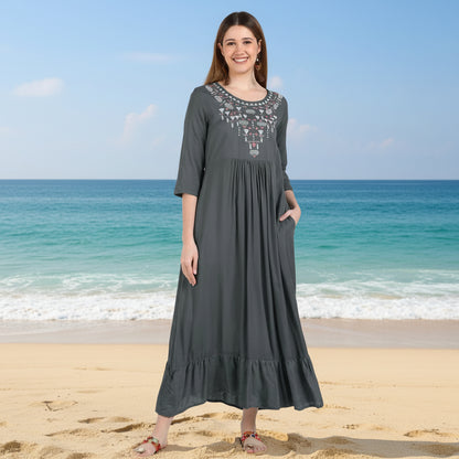 ✨ Embroidered Rayon Resortwear Tunic