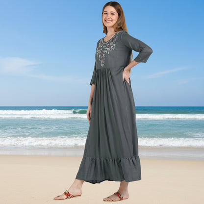 ✨ Embroidered Rayon Resortwear Tunic