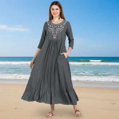 ✨ Embroidered Rayon Resortwear Tunic