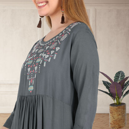 ✨ Embroidered Rayon Resortwear Tunic