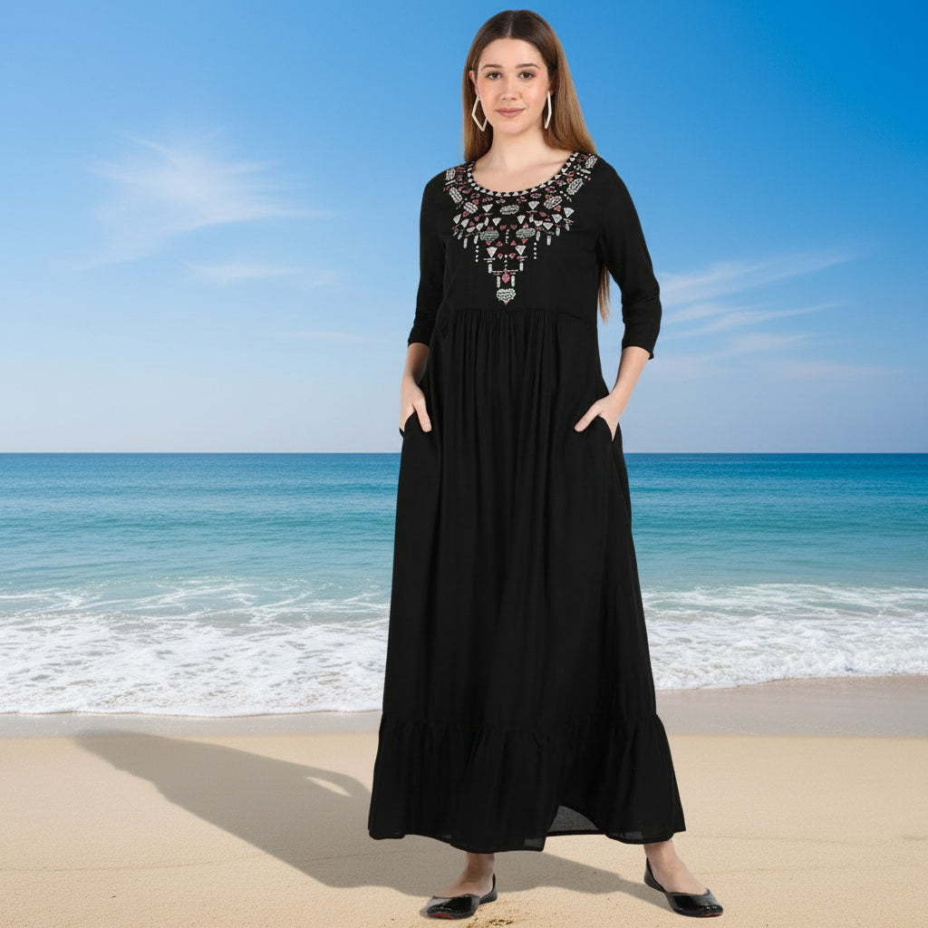 ✨ Embroidered Rayon Resortwear Tunic