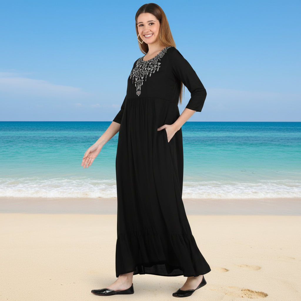 ✨ Embroidered Rayon Resortwear Tunic