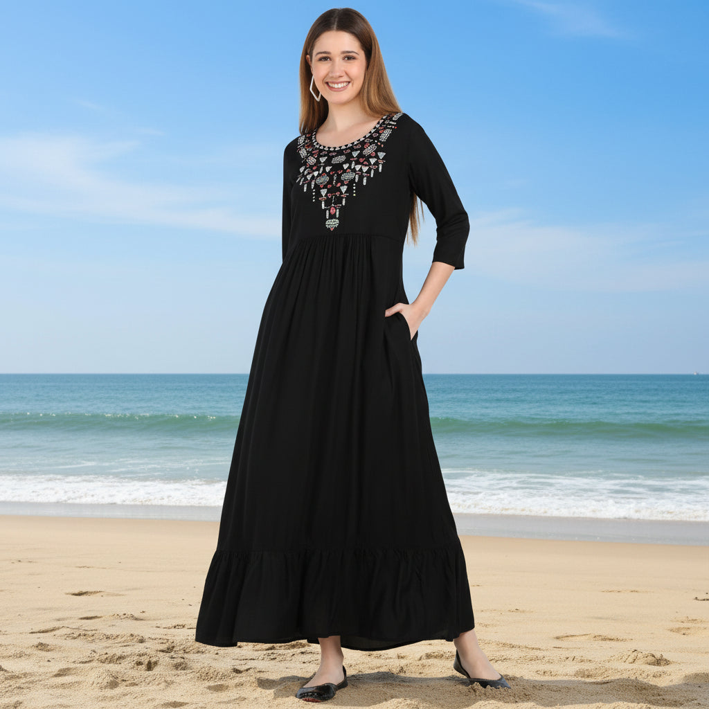✨ Embroidered Rayon Resortwear Tunic