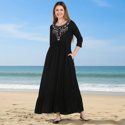 ✨ Embroidered Rayon Resortwear Tunic