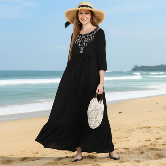 ✨ Embroidered Rayon Resortwear Tunic