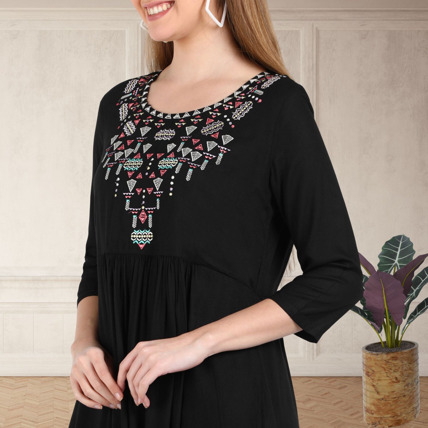 ✨ Embroidered Rayon Resortwear Tunic