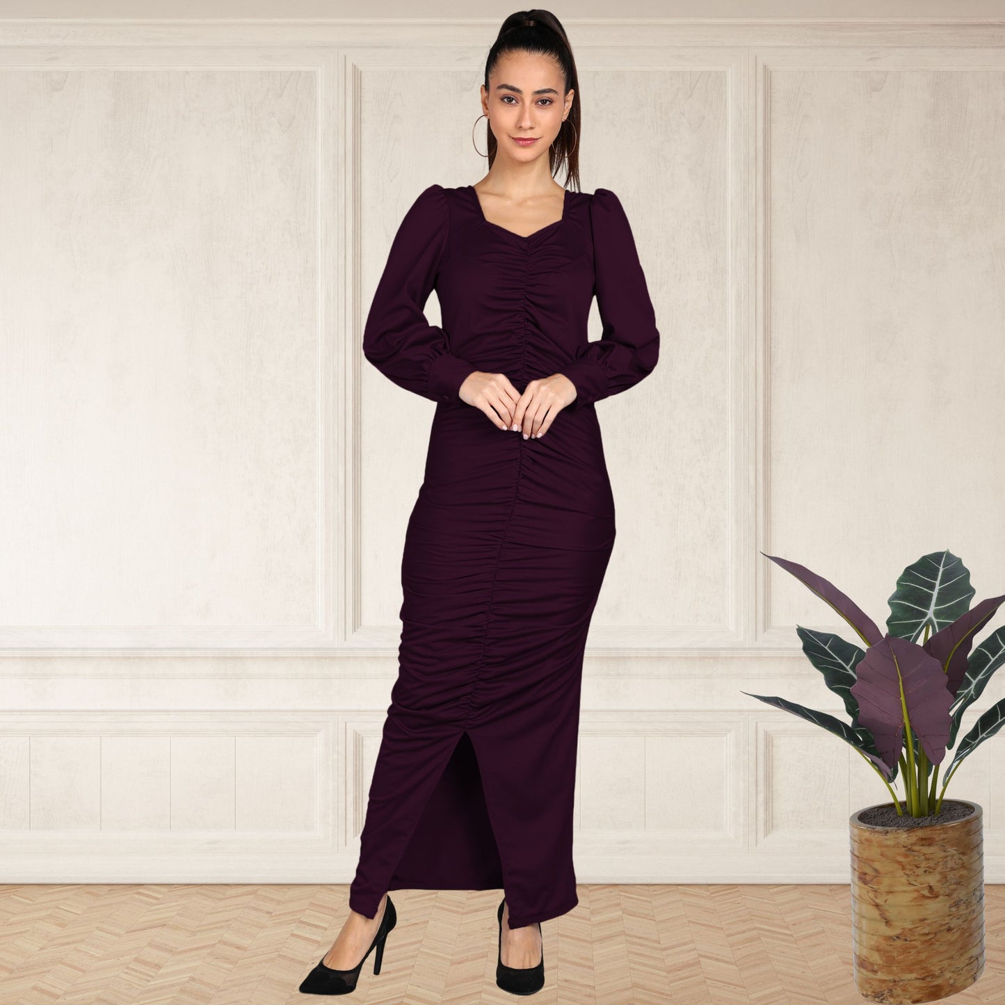 Women’s Spandex Ruched Bodycon Dress