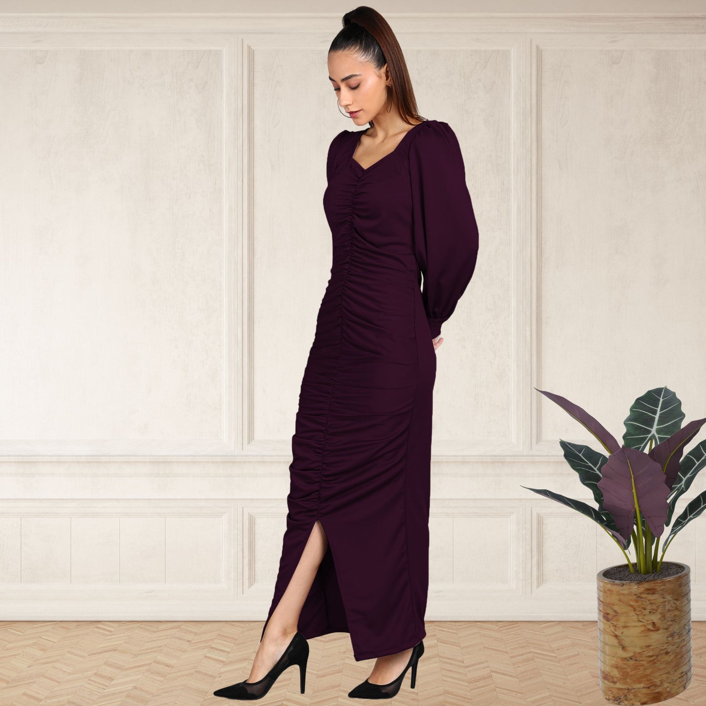 Women’s Spandex Ruched Bodycon Dress
