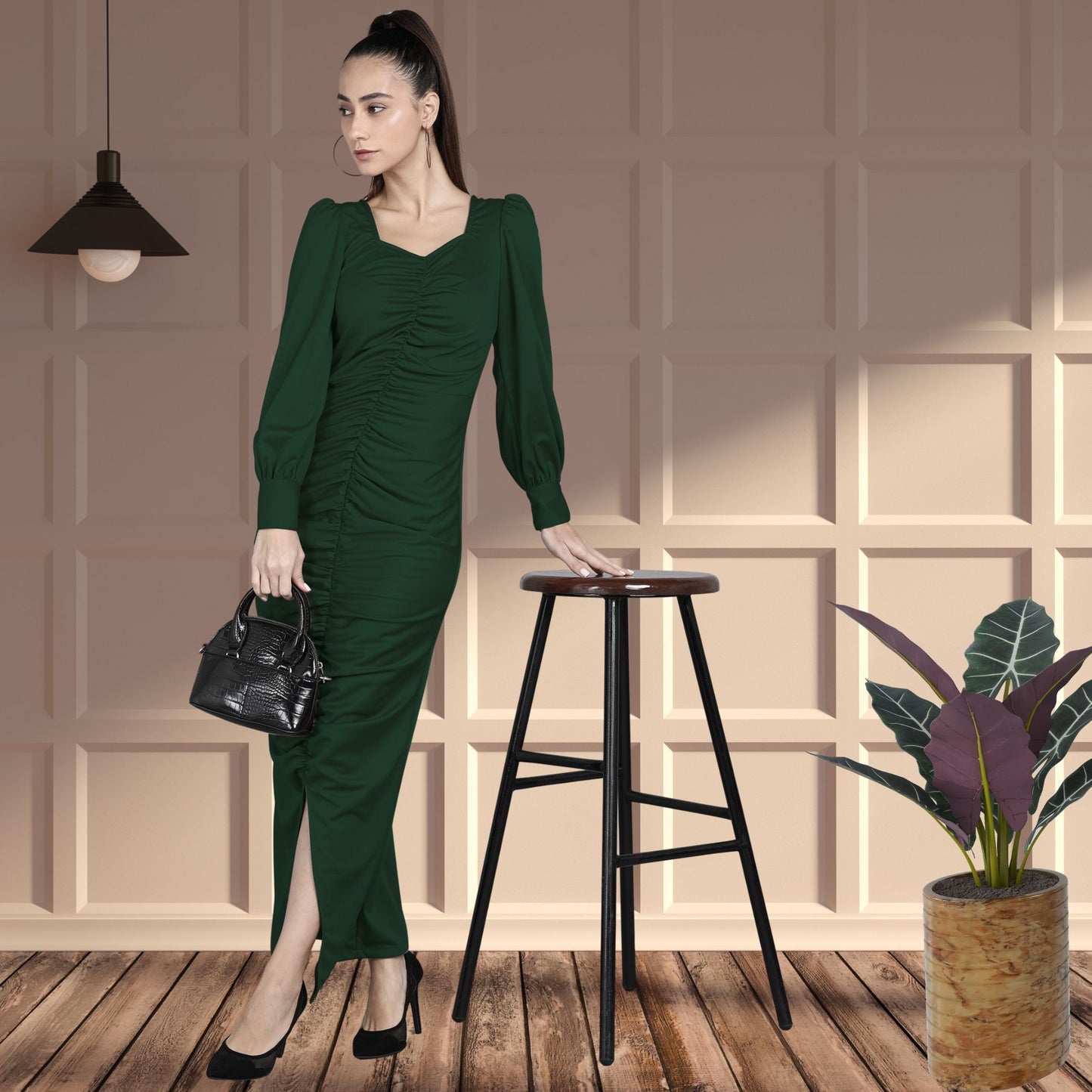 Women’s Spandex Ruched Bodycon Dress
