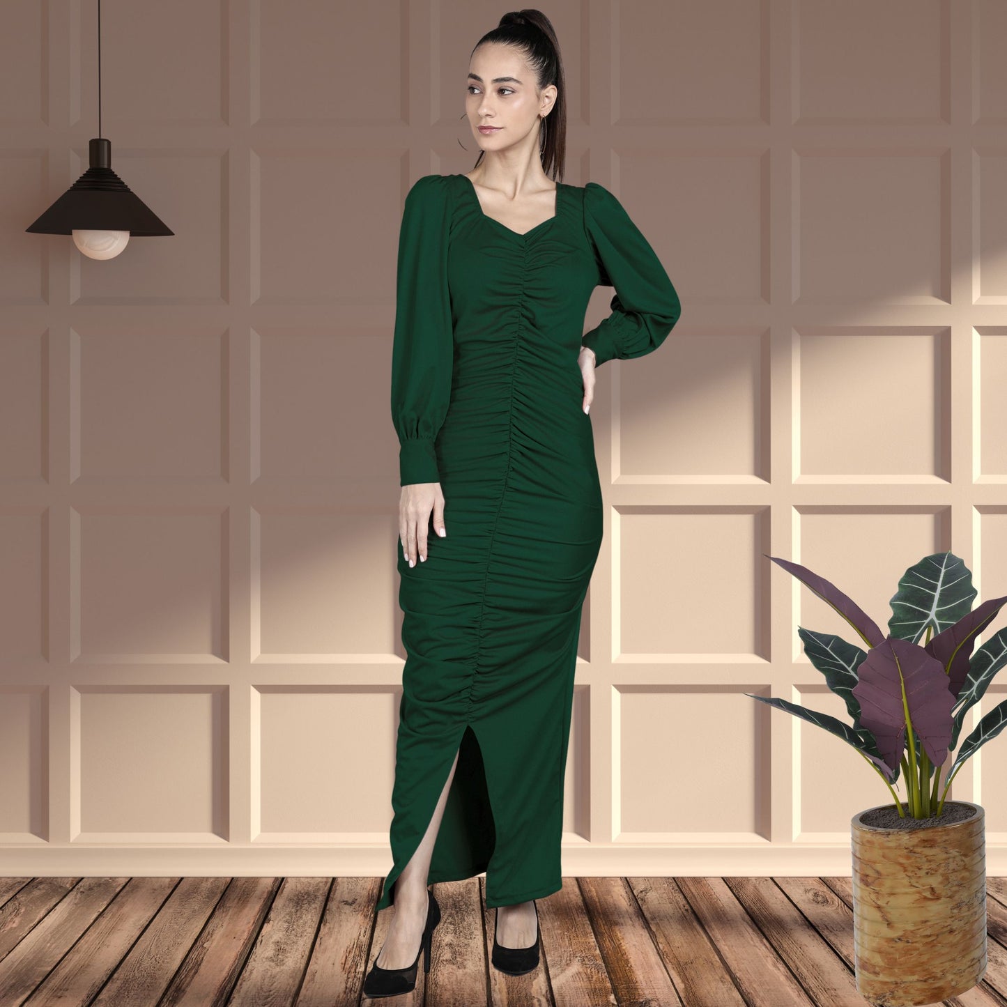 Women’s Spandex Ruched Bodycon Dress