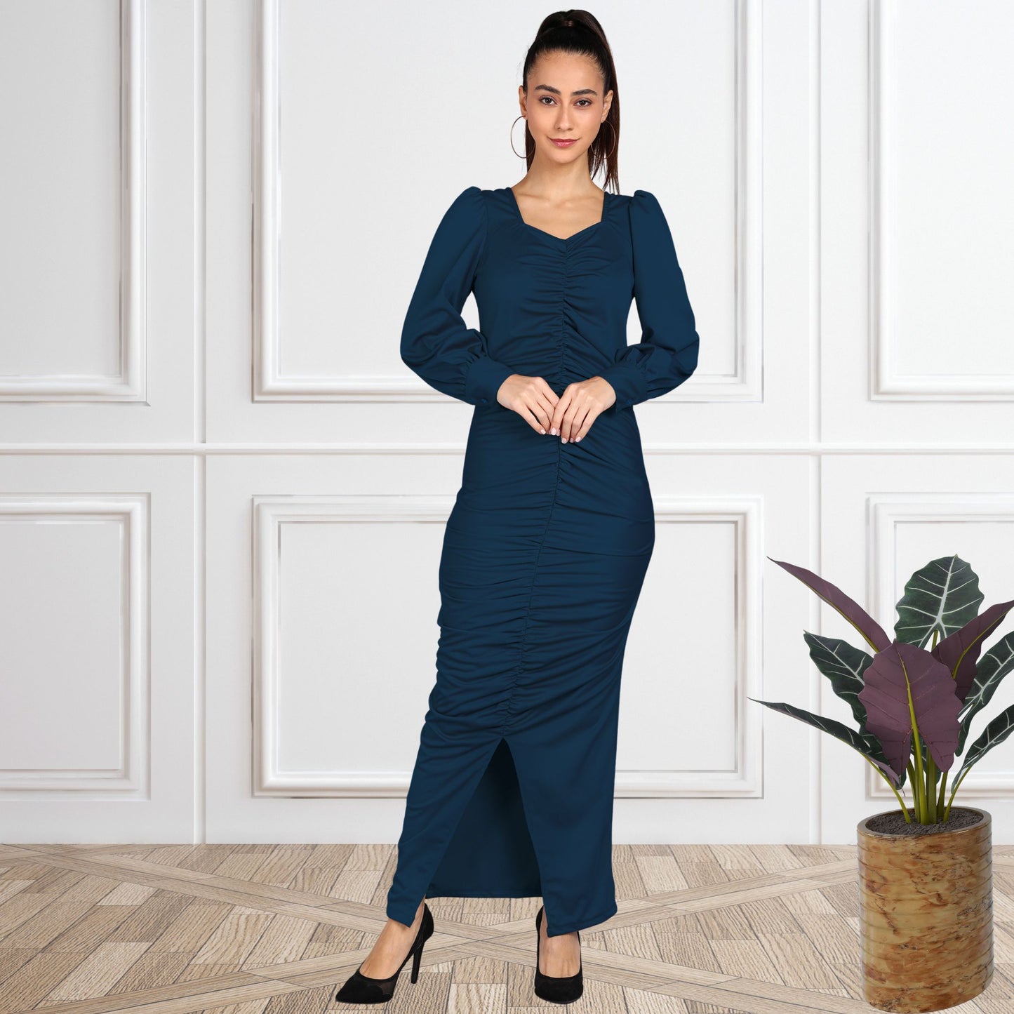 Women’s Spandex Ruched Bodycon Dress