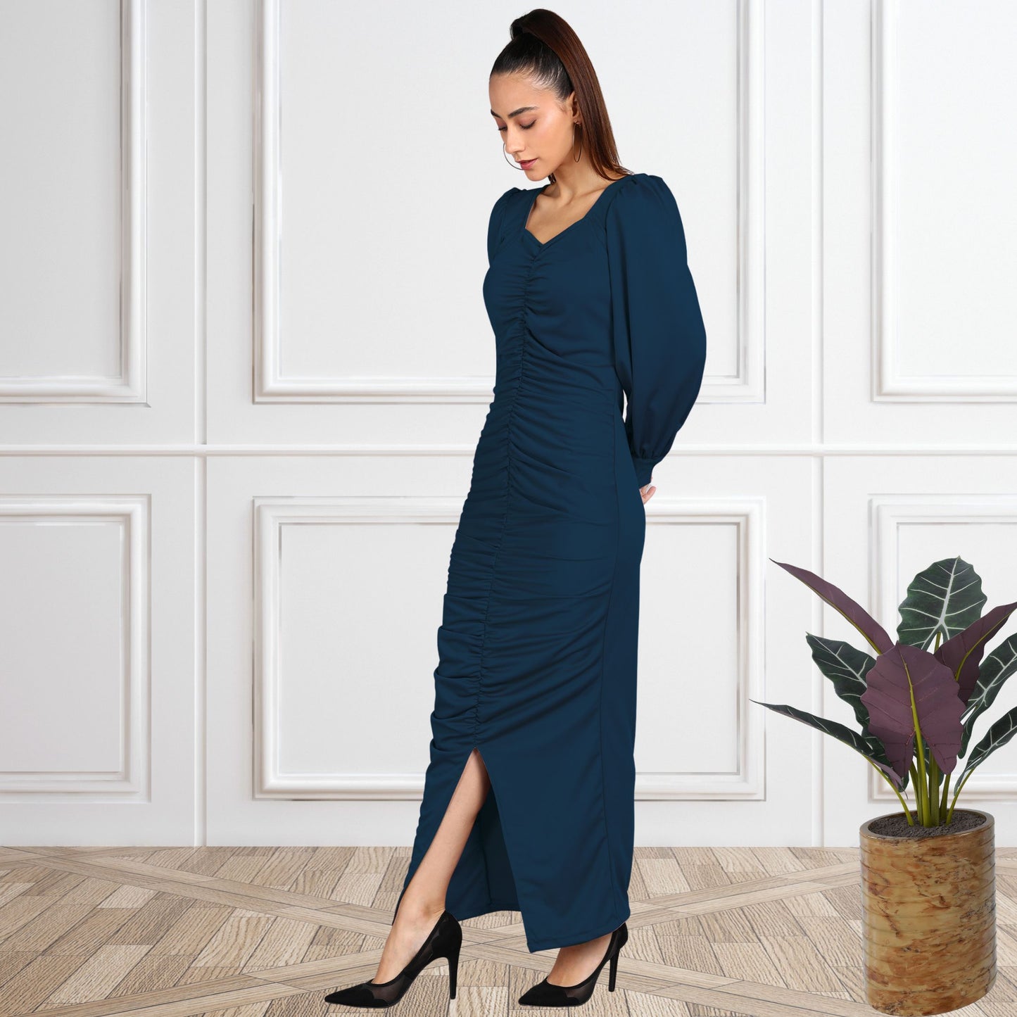Women’s Spandex Ruched Bodycon Dress