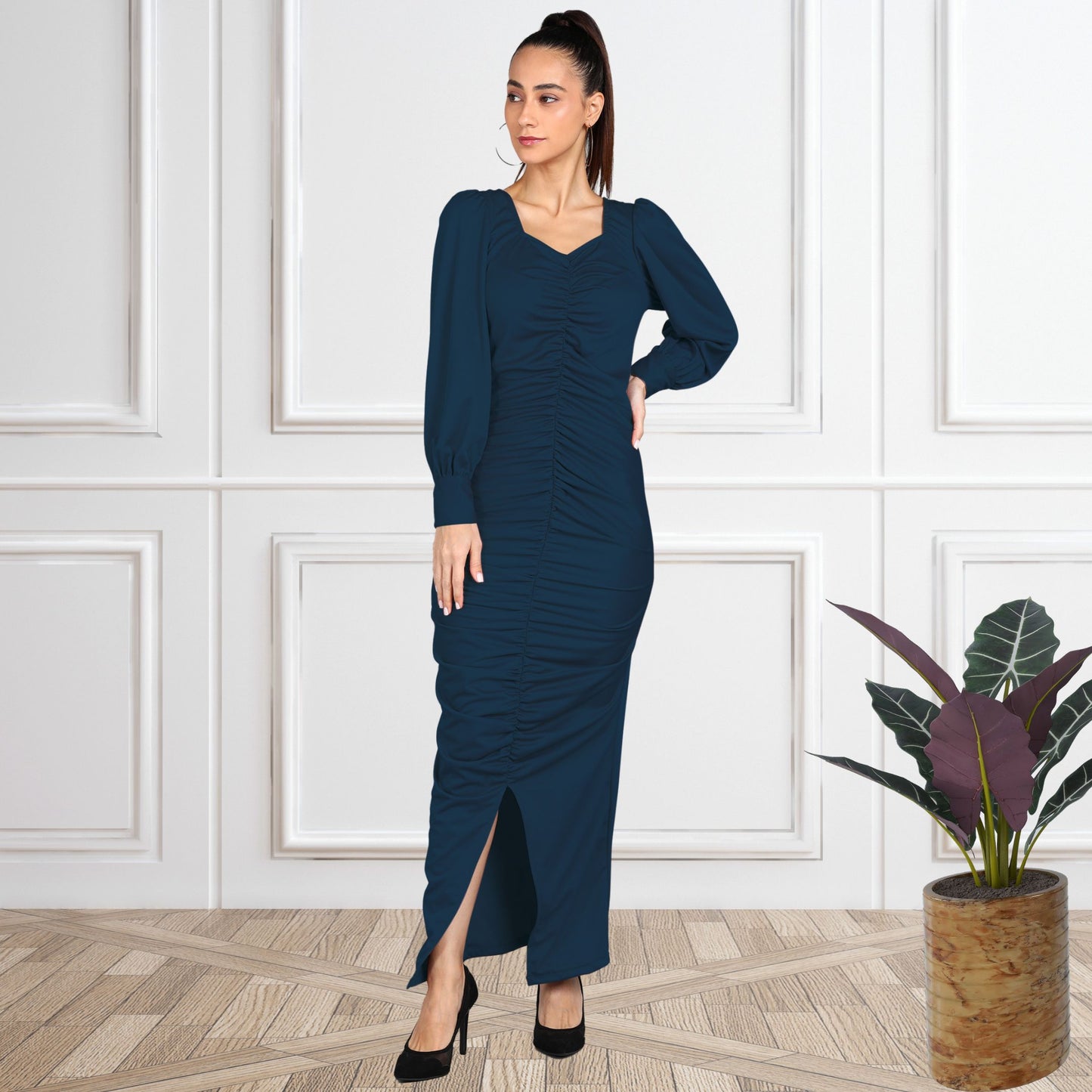 Women’s Spandex Ruched Bodycon Dress