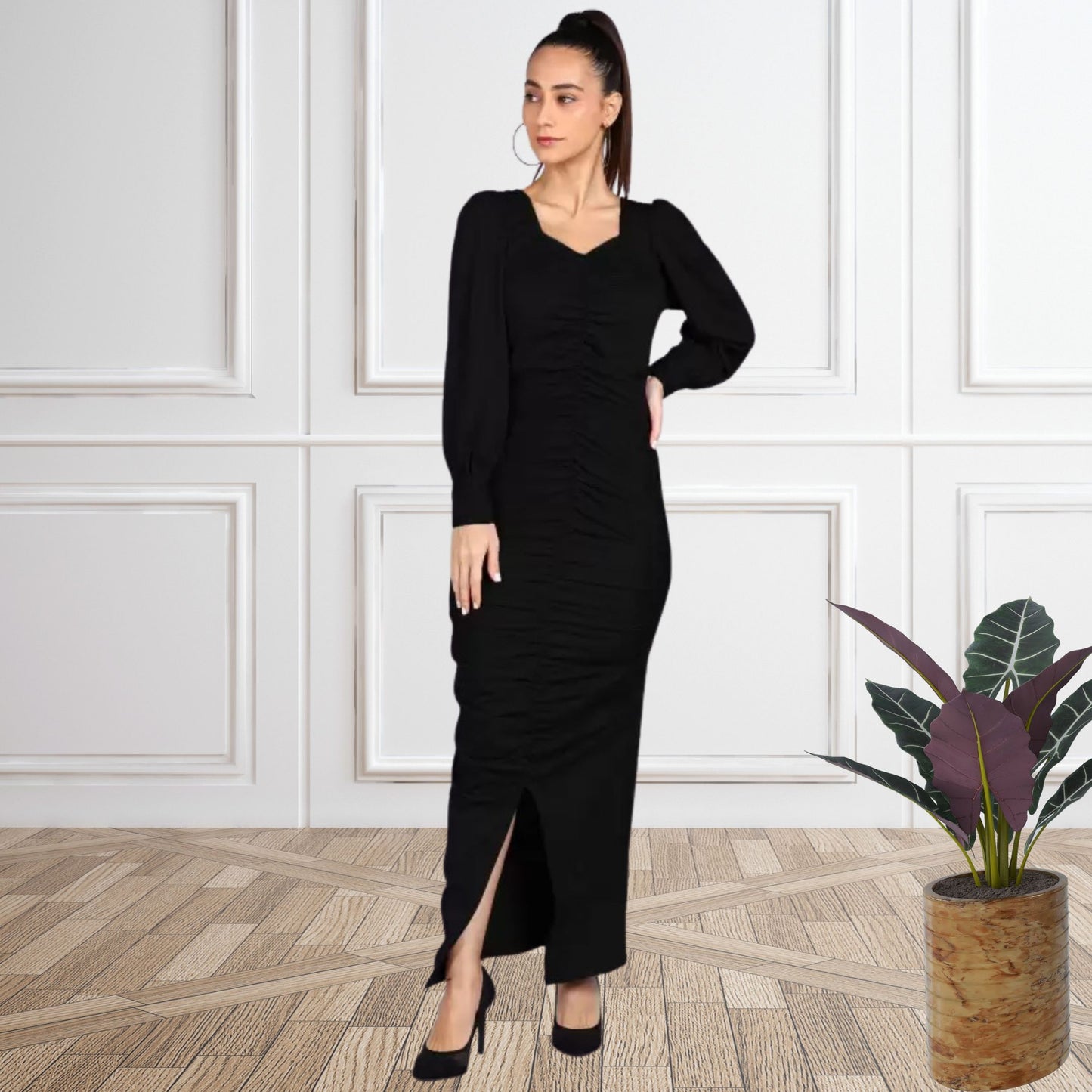 Women’s Spandex Ruched Bodycon Dress