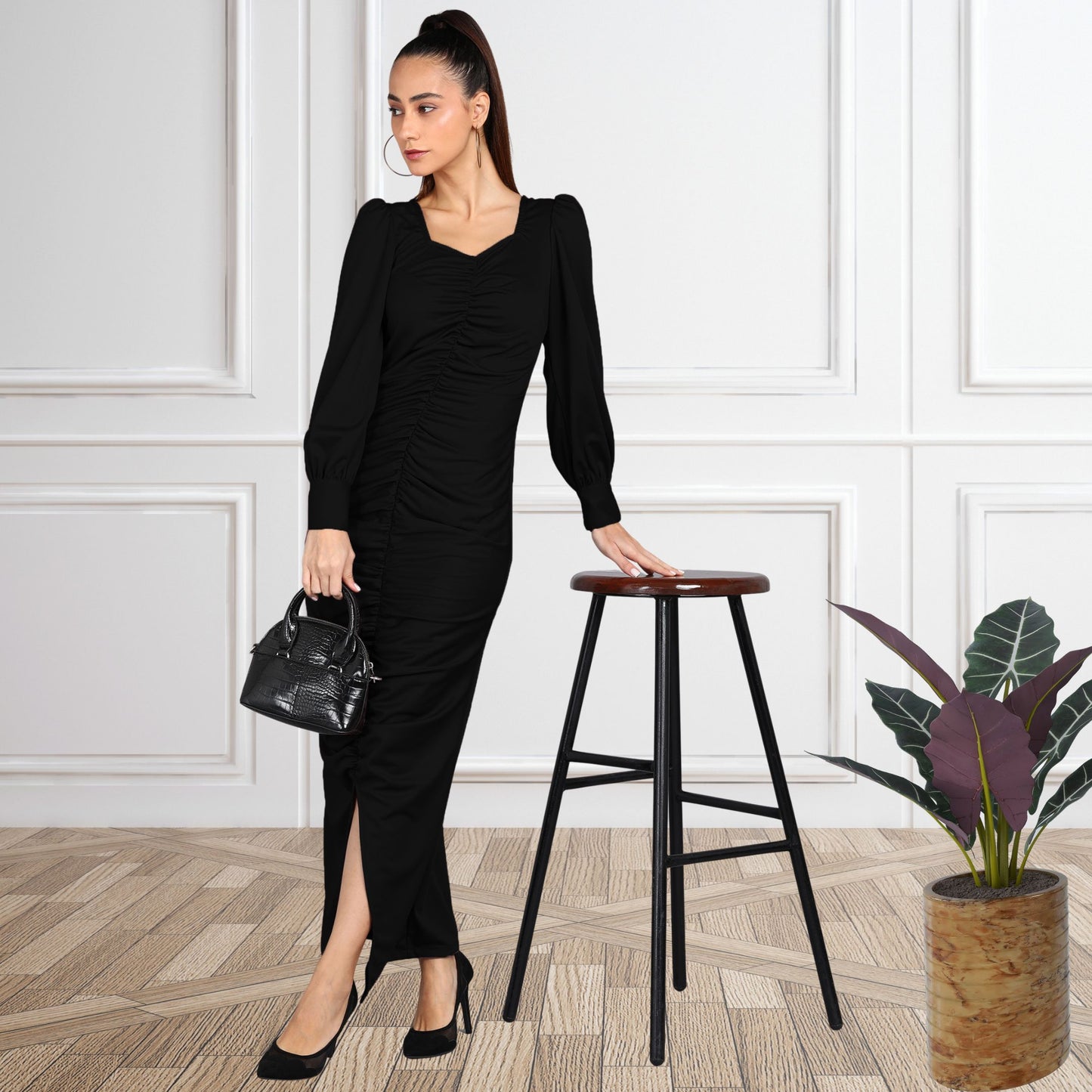Women’s Spandex Ruched Bodycon Dress