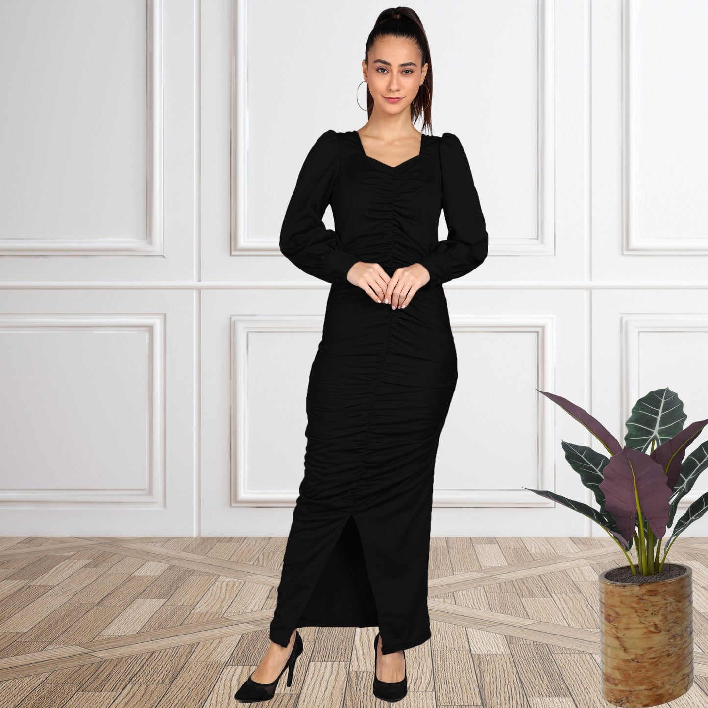 Women’s Spandex Ruched Bodycon Dress
