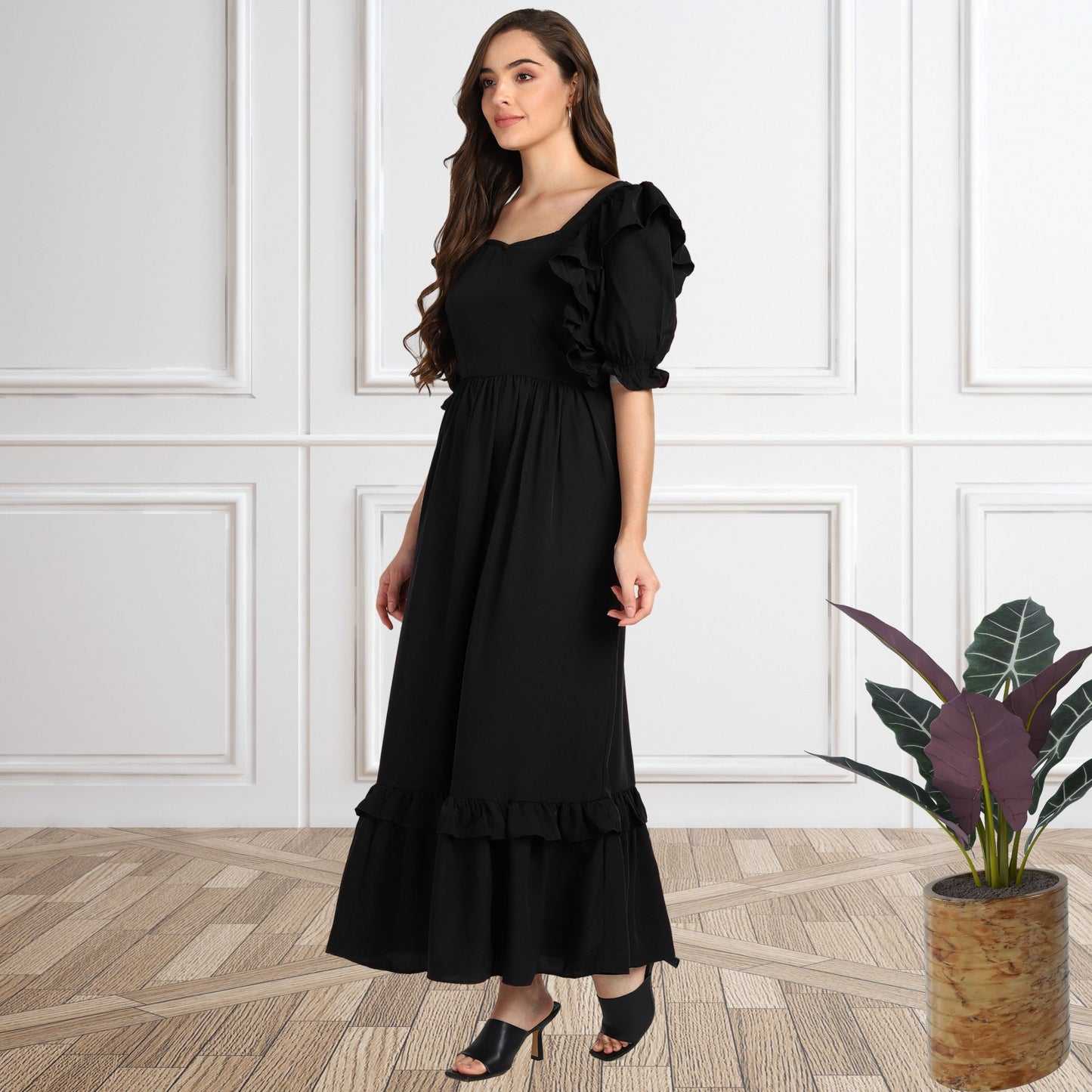 Women’s Frilled Maxi Spandex Dress
