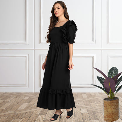 Women’s Frilled Maxi Spandex Dress