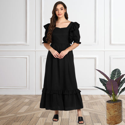 Women’s Frilled Maxi Spandex Dress
