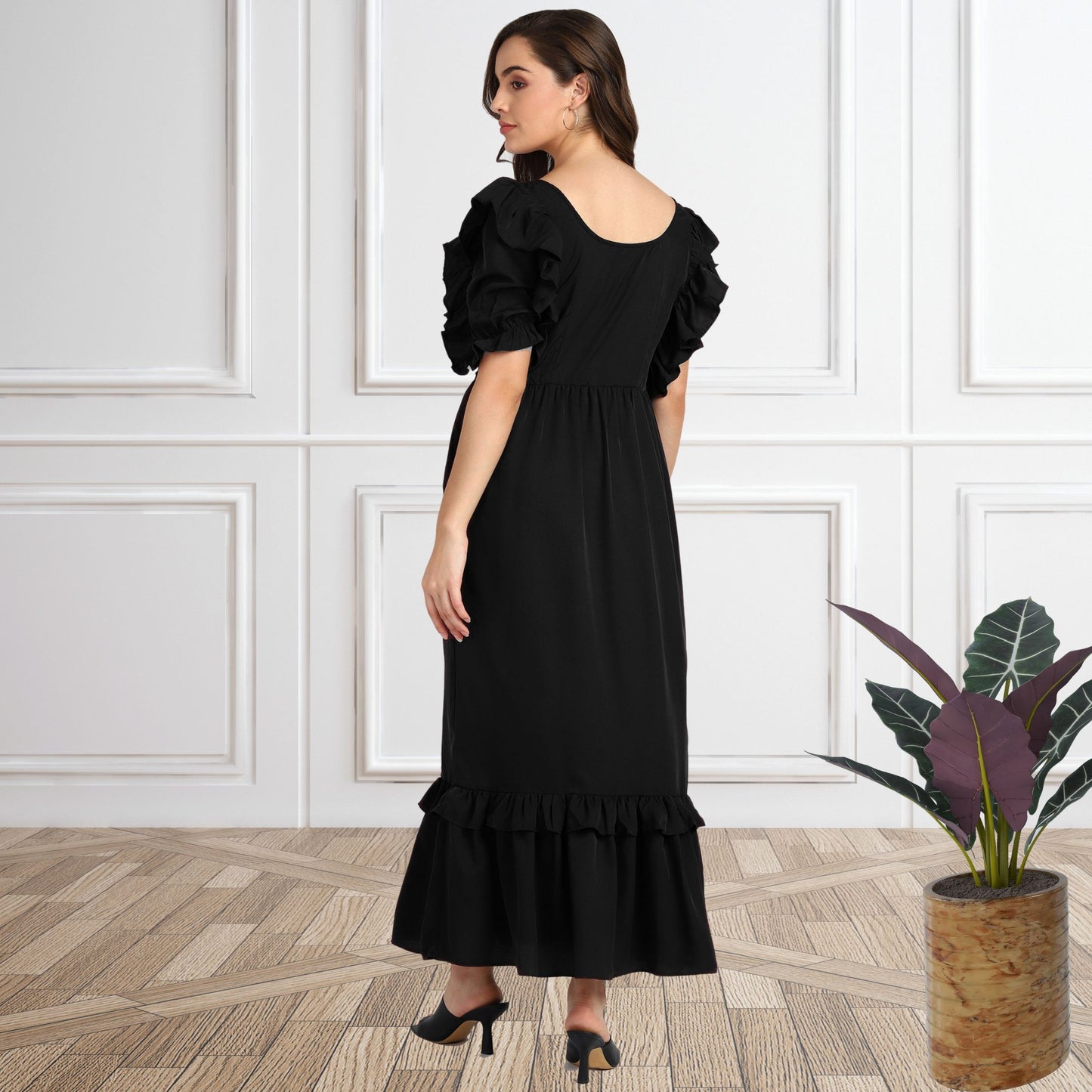 Women’s Frilled Maxi Spandex Dress