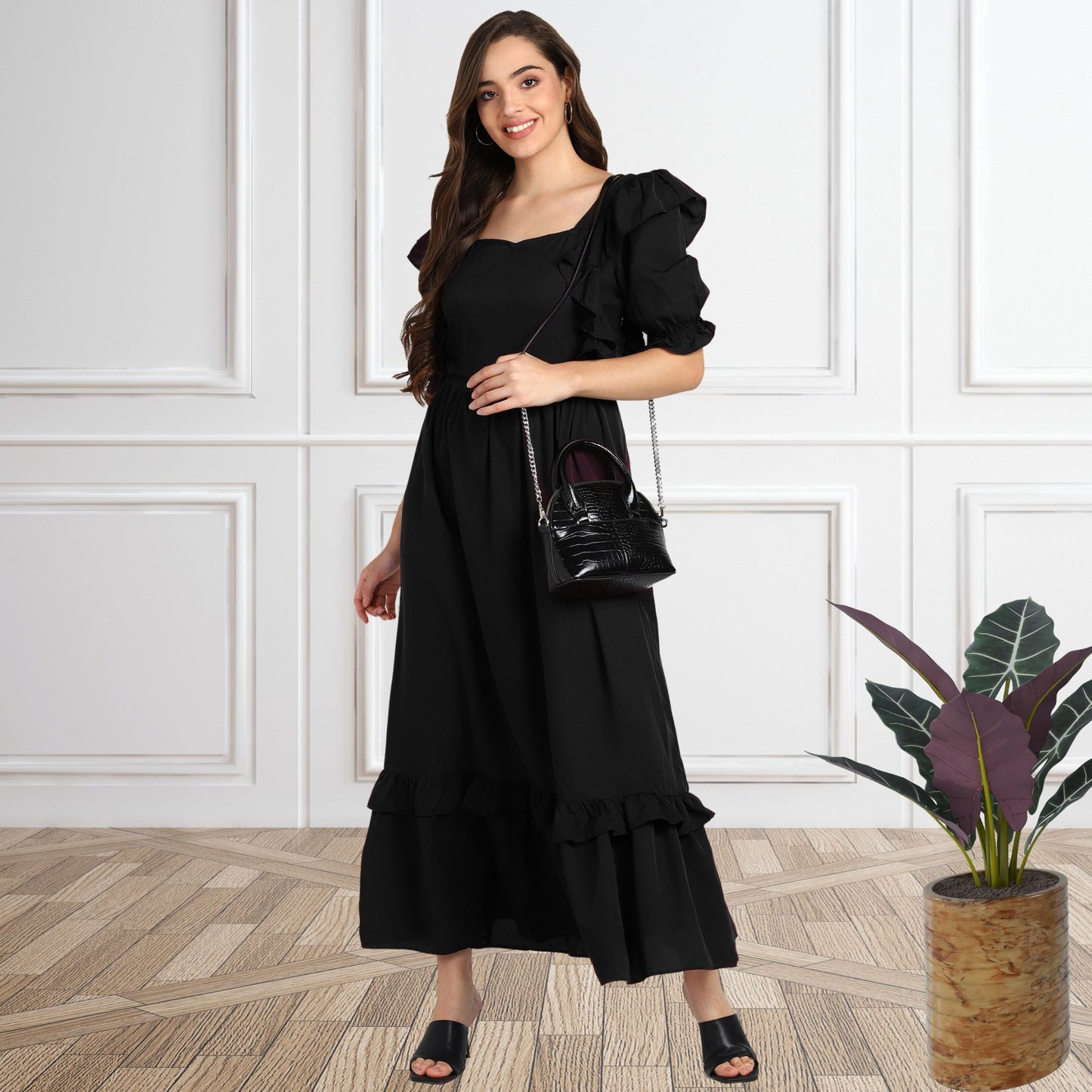 Women’s Frilled Maxi Spandex Dress