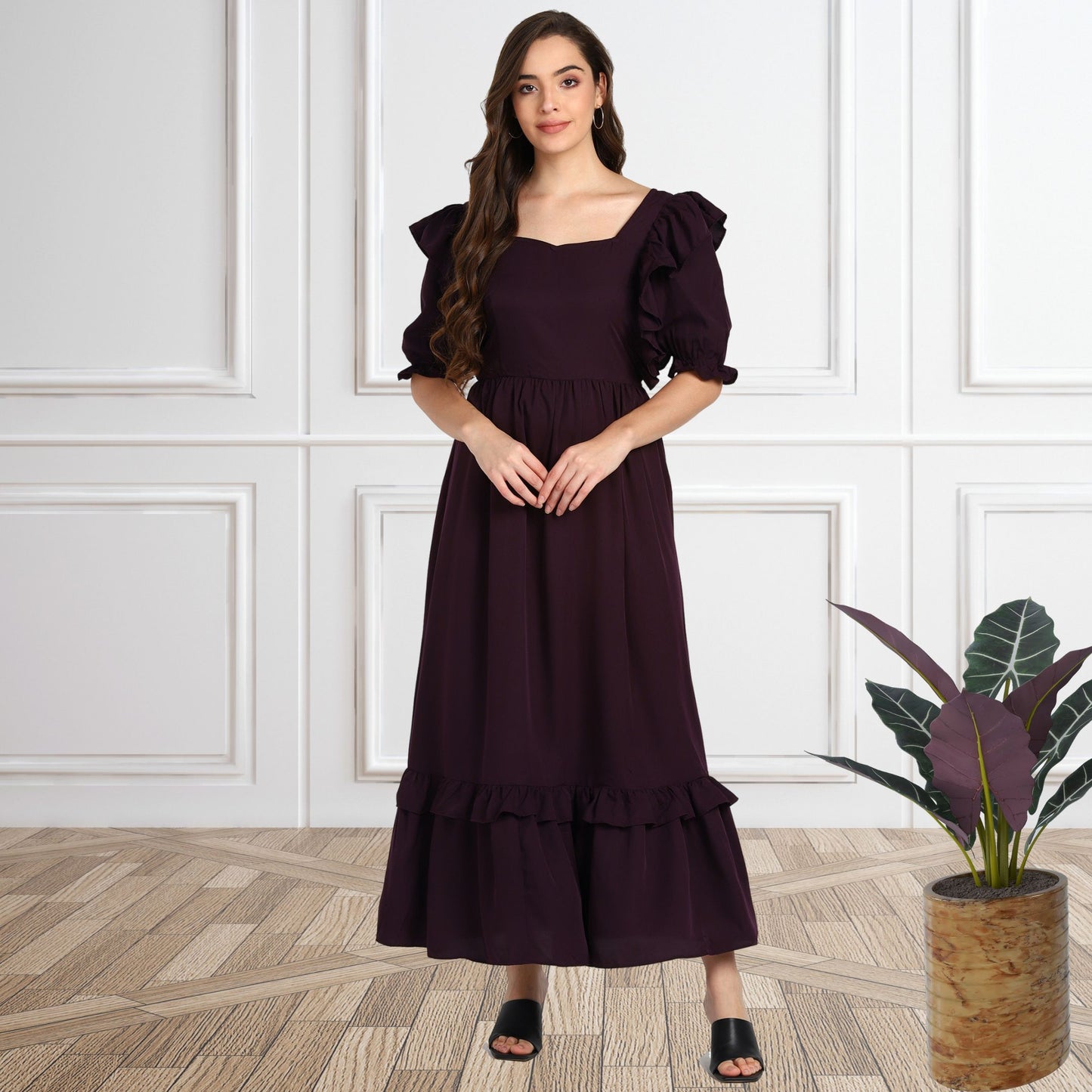 Women’s Frilled Maxi Spandex Dress