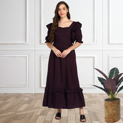 Women’s Frilled Maxi Spandex Dress
