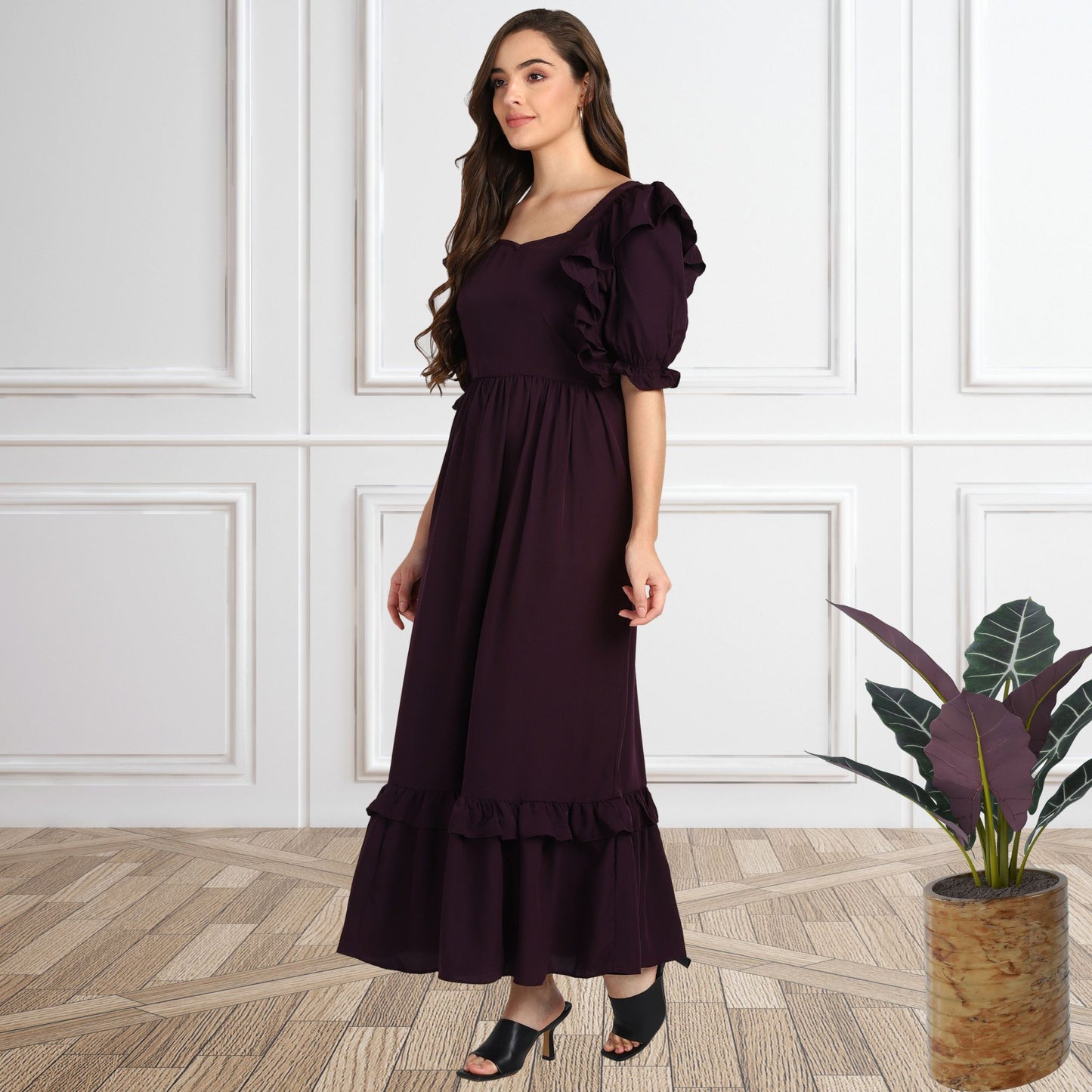 Women’s Frilled Maxi Spandex Dress