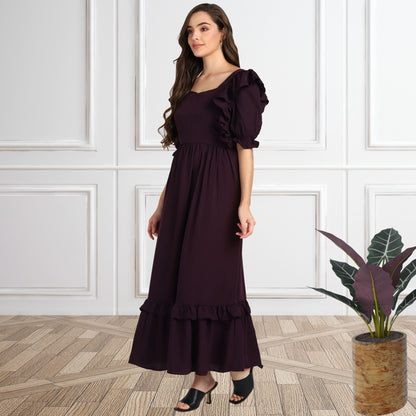 Women’s Frilled Maxi Spandex Dress