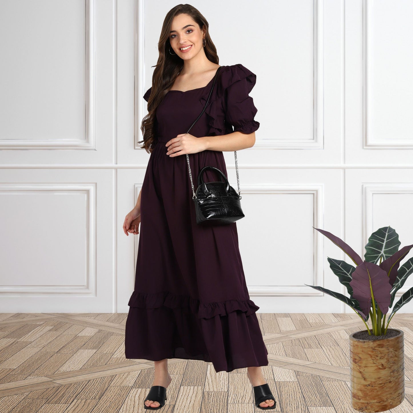 Women’s Frilled Maxi Spandex Dress
