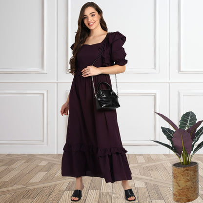 Women’s Frilled Maxi Spandex Dress