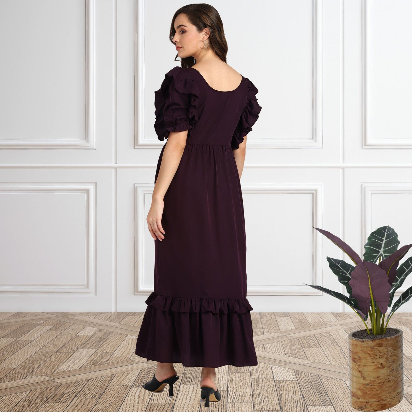 Women’s Frilled Maxi Spandex Dress